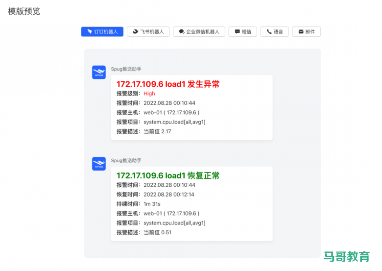 3分钟超级简单配置Zabbix电话短信机器人报警插图7 3分钟超级简单配置Zabbix电话短信机器人报警插图7