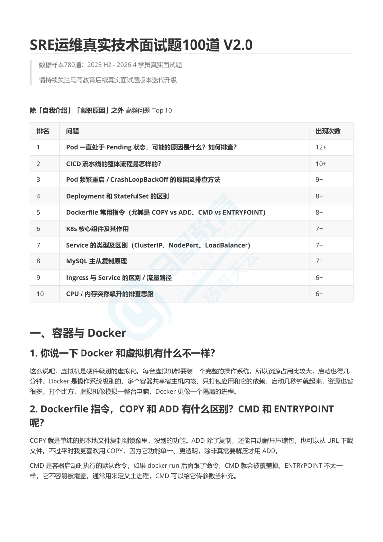 爆肝整理!SRE运维真实技术面试题100道(8月最新汇总)插图 爆肝整理!SRE运维真实技术面试题100道(8月最新汇总)插图